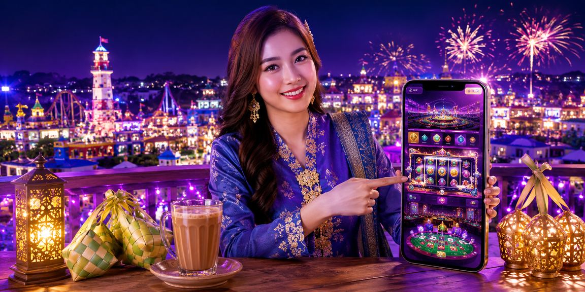 Pengguna berbaju kurung Malaysia mendaftar dan menerima bonus loteri dalam talian